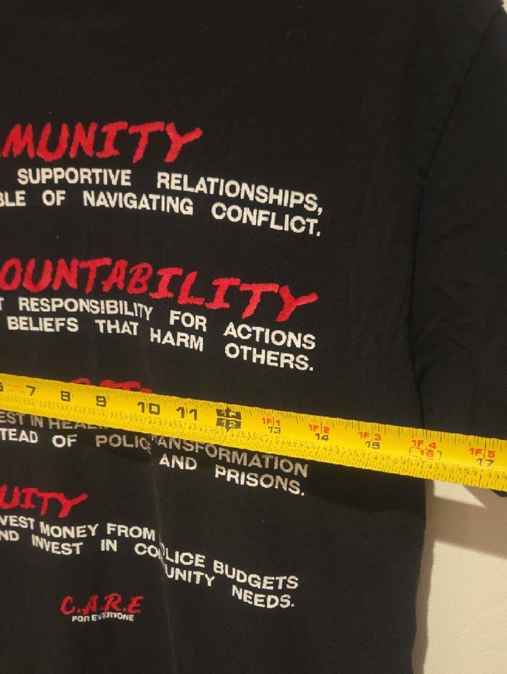 For Everyone Collective C.A.R.E. Defund Police Black Graphic Tee Size SMALL - Picture 7 of 7